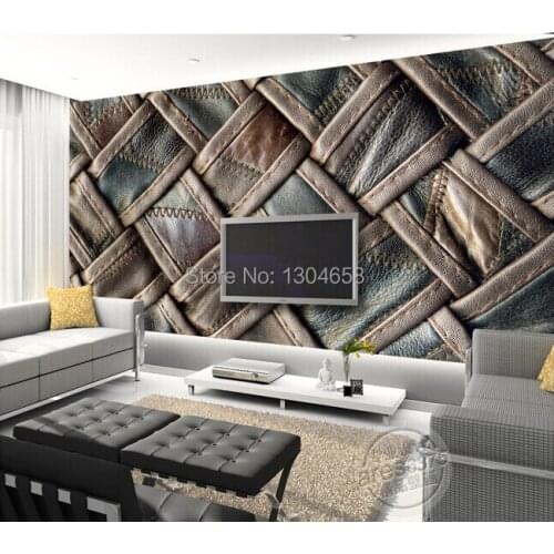 Custom retro wallpaper 3D leather leather for the living room TV background wall vinyl wallpaper Papel store de parede