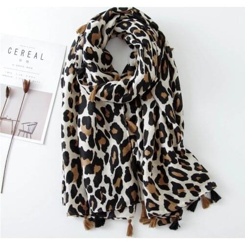 2021 Fashion Women Leopard Print Scarf 180*90cm Leopard Stole Thin Cotton Warm Large Shawls and wraps foulard femme cachecol