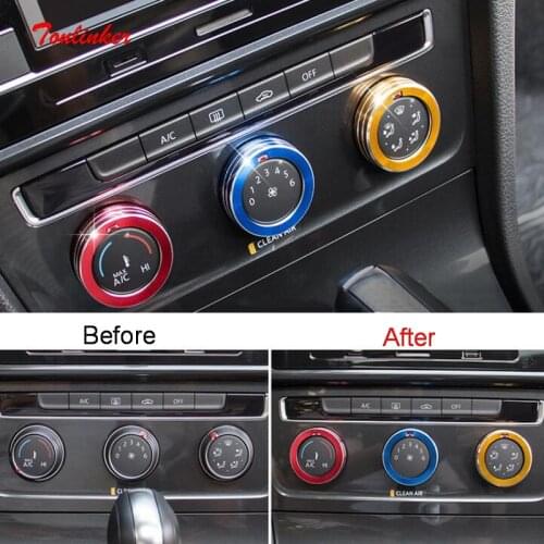 Tonlinker for Volkswagen GOLF MK7 Air Conditioning Knobs Bright Circle Cover Stickers Car Styling 3 PCS Aluminum Cover Stickers