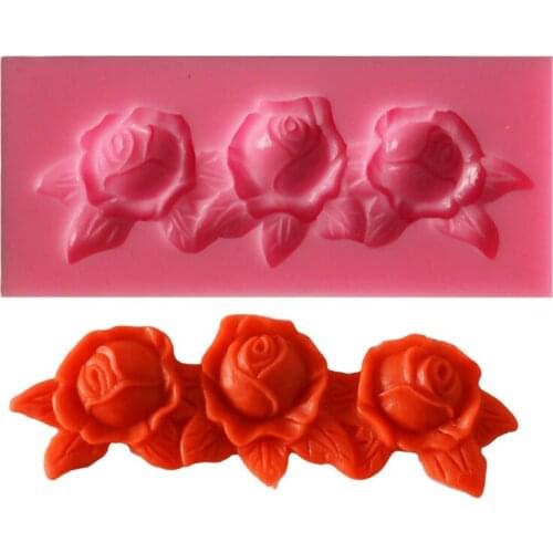 THREE ROSES Silicone 3D Gift Non-Stick Cake Decoration Fondant Biscuit Gift Soap Chocolate Gift