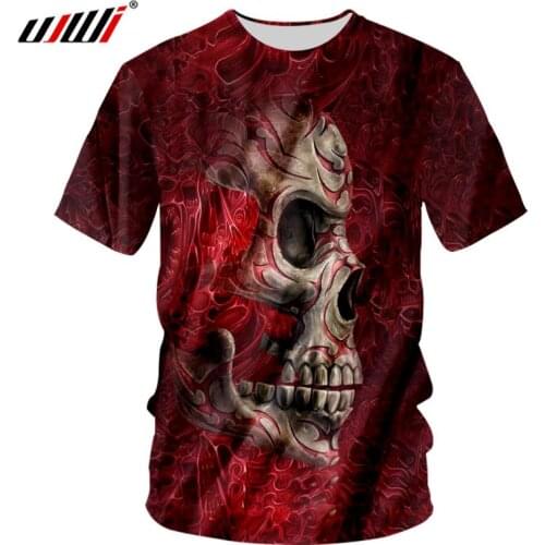 UJWI 3d T shirts Mens Fashion Print Metal Gold Skull Cool T-shirt Man Sportswear Shirts Short Sleeve Crew necks Tee Shirts Unis