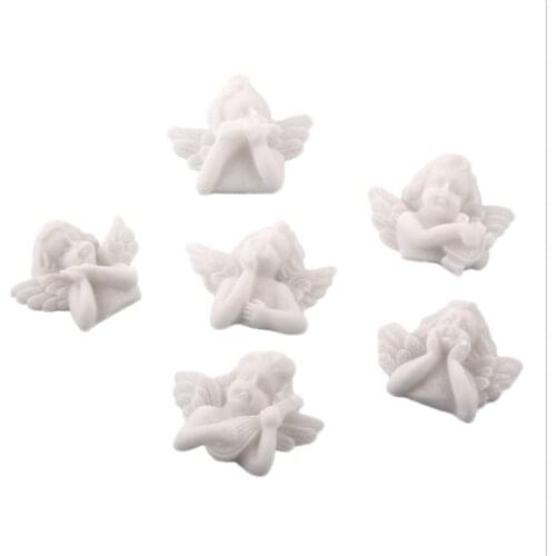 32 X 25mm 10pcs/pack White Wing Angel Baby Angel Beads Baby Shower Decorations Craft DIY Pendant Jewelry Birthday Cake Topper