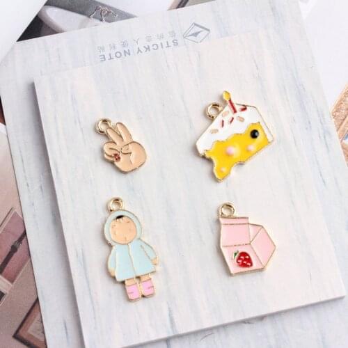 Yogurt Cake Hand Gesture Boy Pendant Charms DIY Korean Jewelry Accessories Gold Drip Oil Making Material For Bracelet,Earrings