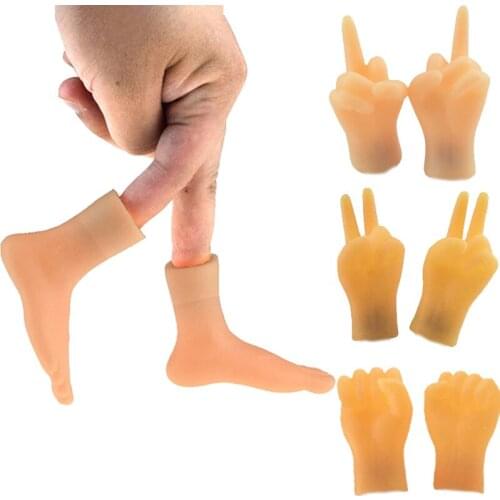 2pcs Cartoon Funny Finger Feet Hand To Do Suit Creative Finger Tip Toy Small Hand Model Halloween Gift Toy Finger Puppet