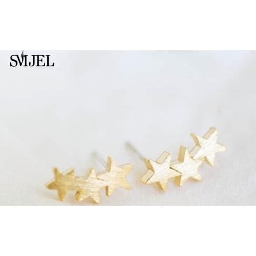 SMJEL 10 PCS-S027 Fashion Wholesale 3 Star Men Teens Stud Earrings for Women Birthday Gifts