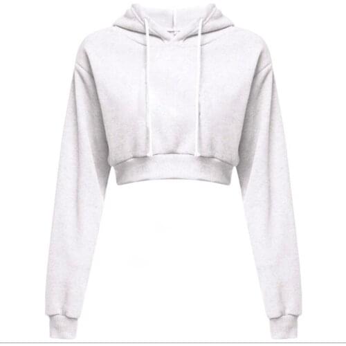 Ladies Spring And Autumn Sweater Hoodie Womens Top Fashion Women Long-sleeved Solid Color Short Cropped Hoodie
