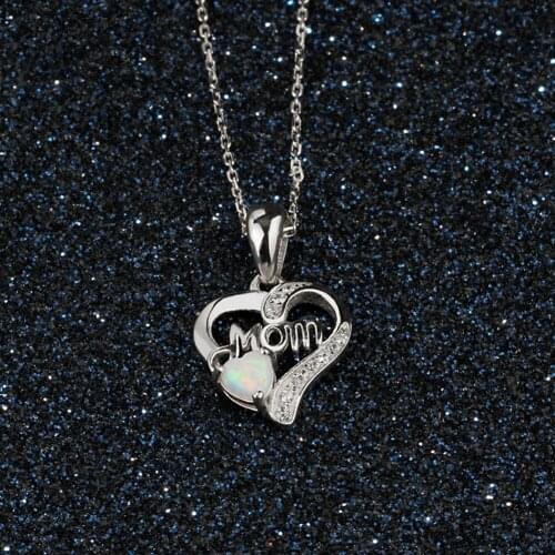 Fashion Really 925 Sterling Silver Opal Pendant Necklace Jewelry Cubic Mom Zirconia Pendant Necklaces For Women Mother Dress Up