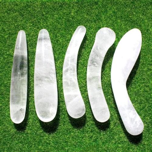 1 Pcs Polished 17 - 18 CM Natural White Clear Crystal Massage Yoni Wand