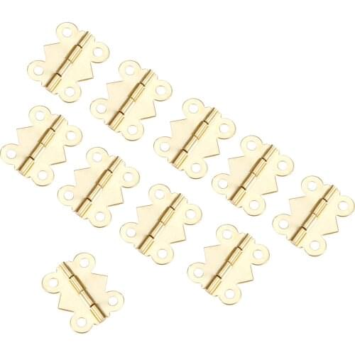 10 Pcs Gold Door Cabinet Decorative Hinges 4 Holes Butterfly Jewelry Wood Box Hinges Furniture Hardware & Screws 25*20mm/30*27mm