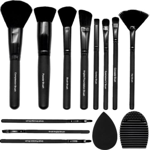 11pcs Makeup Brush Blender Sponge Brush Cleaner Set Beauty Foundation Powder Puff Blush Eye Shadow Eyebrow Brush Cosmetic Tool