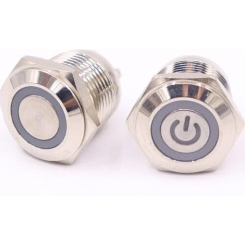 16mm Metal brass Push Button Switch illumination ring Momentary 1NO Car press button pin terminal light led