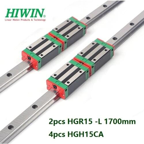 2pcs 100% Original New Hiwin rail HGR15 -L 1700mm + 4pcs HGH15CA narrow blocks for CNC router