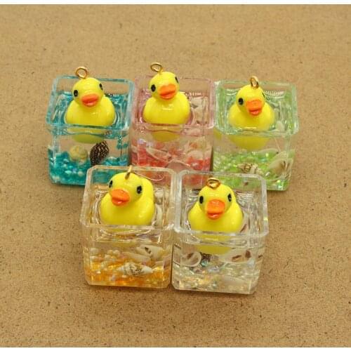 2pcs Funny 3D Swimming Duck Resin Earring Charms DIY Craft Shell Key Chains Necklace Pendant Accessories Mix For Jewelry Make