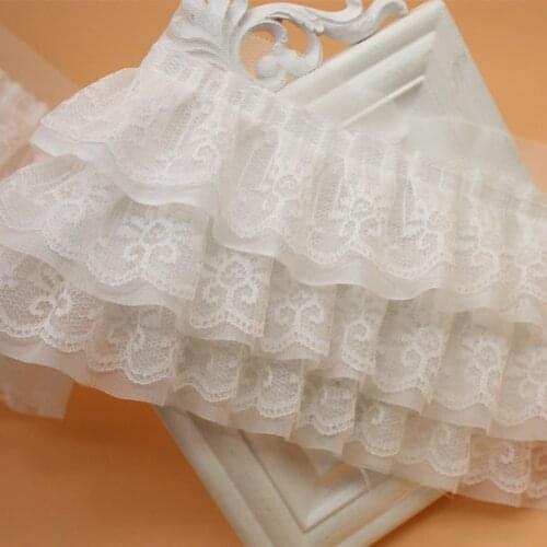 20meters 13CM 3Layer Vintage Ruffle Guipure Lace Edge Trim Fabric Hem for wedding/cake/Christmas Decoration