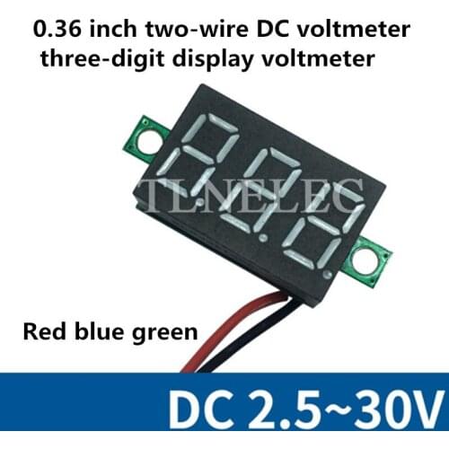0.36 Inch Two-wire DC Voltmeter DC2.5-30V Digital Display High Precision Voltmeter Head Multi-color Optional
