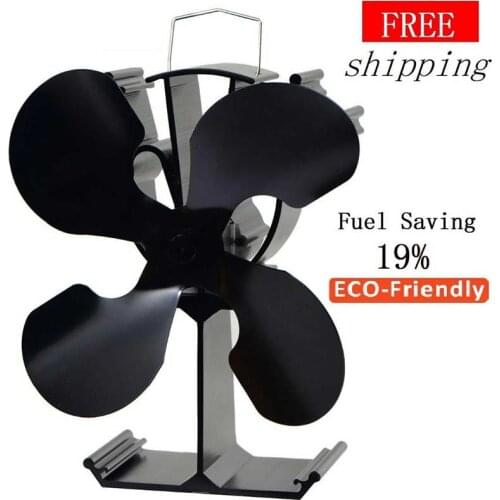 4 Blades Heat Powered Stove Fan(Black)+ 19% Fuel Saving Stove Fan For Wood Burner/Fireplace-Eco Friendly
