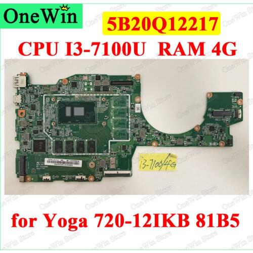 5B20Q12217 for ideapad Yoga 720-12IKB 20BW 20BX Model Yoga 720-12 Lenovo Laptop Integrated Motherboard 100% Test CPU I3-7100U 4G