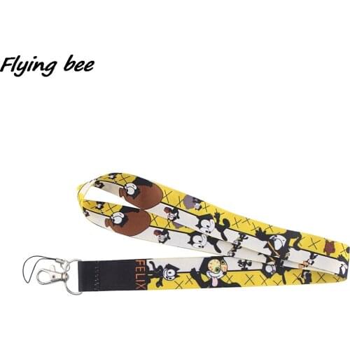 Flyingbee Cute Cat Cartoon Key Chain Lanyard Gifts For Child Students Friends Phone USB Badge Holder Necklace X1256