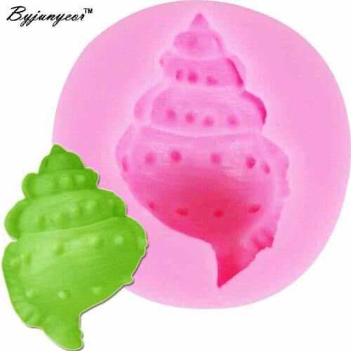 Byjunyeor DIY Sea Shell Conch UV Resin Silicone Mold Fondant Chocolate Candy Gumpaste Lollipop Crystal Epoxy Soft Clay Bake m865