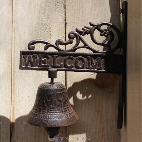 Welcome Cast Iron French Style Bracket Door Bell Patio Garden Gate Bell Hook Yard Outdoor Home Decor Accent Free Shipping