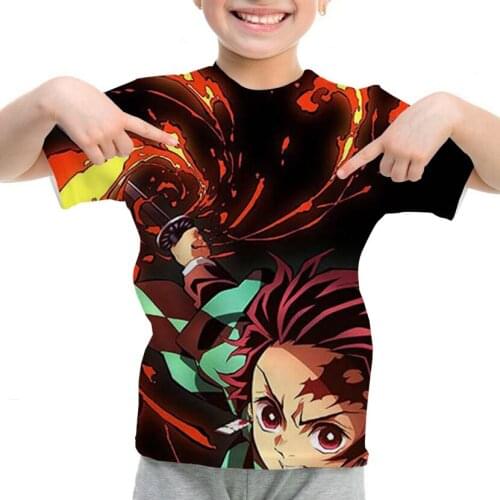 Demon Slayer 3d Printing T Shirt Kid Cartoon Kimetsu No Yaiba Tshirt Boys/girls Demon Blade Anime Blade of Ghost Tshirt Children