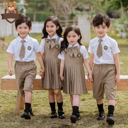 Kid Korean Japanese School Uniform for Girls Boys White Shirt Suit Blazer Coat Suspender Dress Shorts Clothes Set Student Outfit
