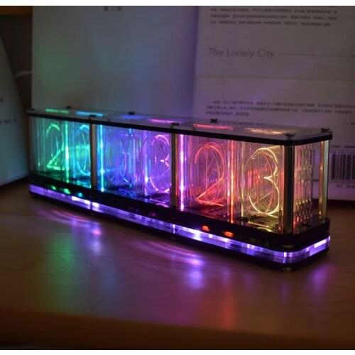 DIY Kits RGB LED Lmitate Glow Tube Clock LED Music Spectrum Time tube Night light Full Color RGB Home Decoration Atmosphere Ligh