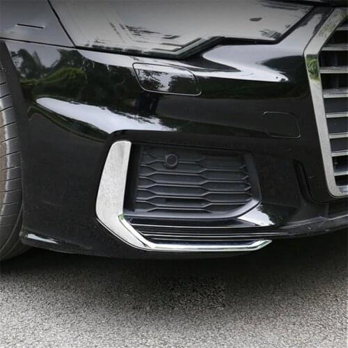 For Audi A6 C8 2019 2020 ABS Front Fog Lights Lamp Eyelid Eyebrow Strip Molding Garnish Cover Trim 2 Piece