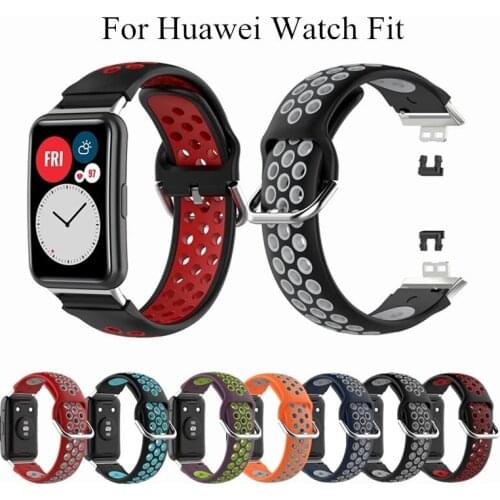 Double Color Silicone Band For Huawei Watch Fit Strap Watchband accessories Bracelet correa for huawei fit smart watch strap