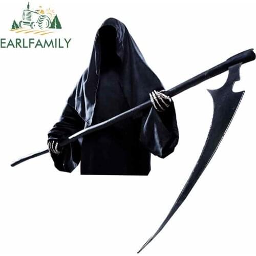 EARLFAMILY 13cm x 12.4cm For Death Is Coming Scythe Fine Decal Waterproof Graffiti Sticker Car Accessories 3D Vinyl Car Wrap