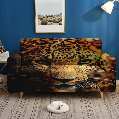 Elastic Couch Home Decor Custom 3D Print Jungle Wild Animals Sofa Cover Living Room Bedroom Lion Tiger Sofa Set 1/2/3/4-seater