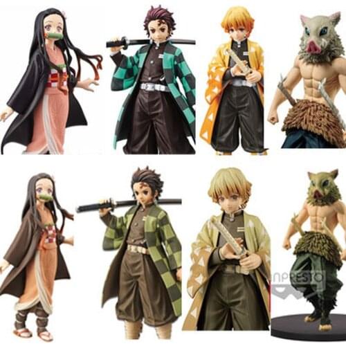 Demon Slayer Anime Figurine Kamado Tanjirou Nezuko Agatsuma Zenitsu Kawaii Action Figure Boy Girl Toys Model Ornaments Gift