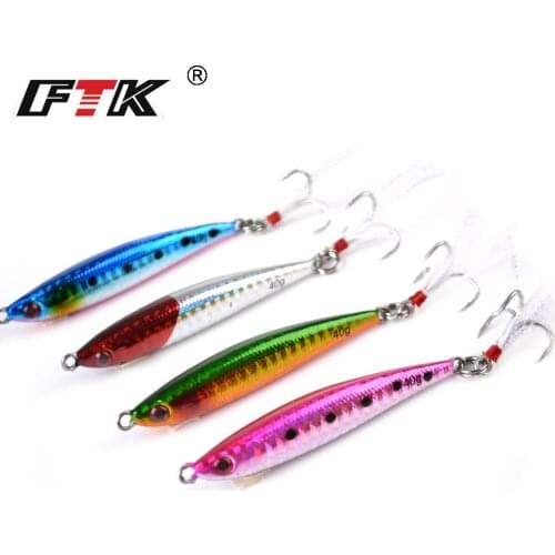 FTK 1pc Metal Lure 20G/40G/60G 4 Colors Fishing Spoon Sea Fishing Hard Lure Bait Spoon Fishing Tackle Metal Jigging lures
