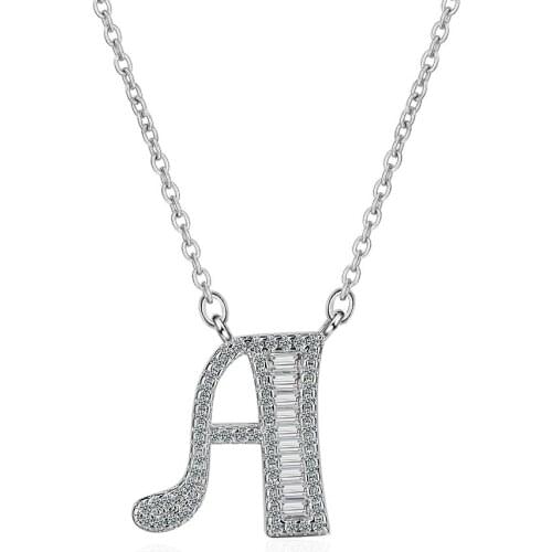 Hot A-Z Alphabet Letter Pendant Necklaces for Women Micro Pave CZ Zircon DIY 925 Sterling Silver Name Jewelry Xmas Gift Bijoux