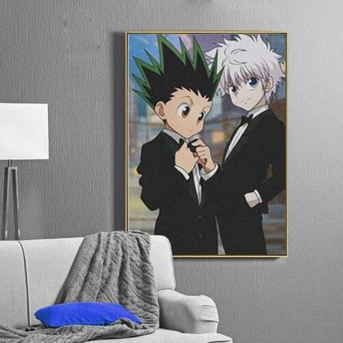 Gon Killua Zoldyck Hunter x Hunter anime Framed Canvas poster wall Art decor Living room Home Decoration Wooden Frame Painting