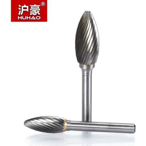 HUHAO 2pcs/lot 6mm Shank Tungsten Steel Cutter Metal Grinding Carving Rotary File Cylindrical Router Bit Polishing H Type