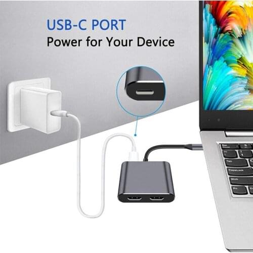For MacBook Samsung Dex Galaxy S10/S9 TypeC HDMI-compatible 4K USB C to Dual USB 3.0 PD Port USB-C Converter Cable
