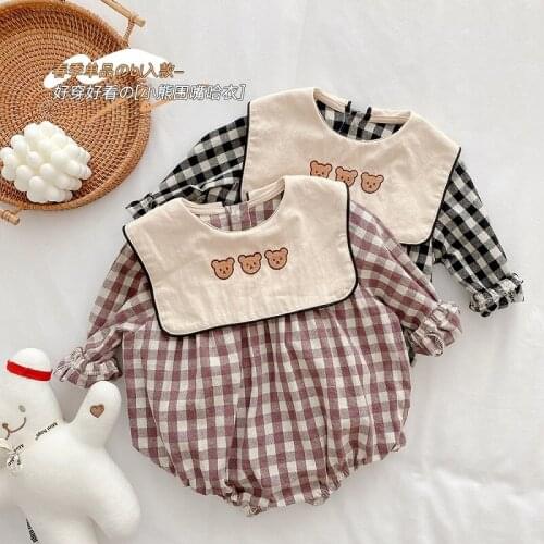 0-24M Newborn Autumn Infant Baby Boys Girls Plaid Romper Longsleeve Jumpsuit One Piece Playsuit Toddler Kids Cotton Jumpsuit