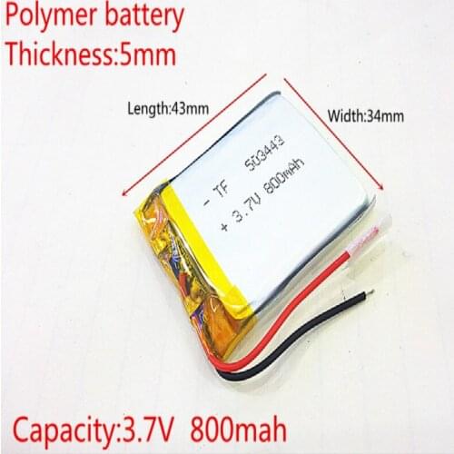 3.7V 800mAh 503443 Lithium Polymer Li-Po li ion Rechargeable Battery cells For Mp3 MP4 MP5 GPS mobile bluetooth