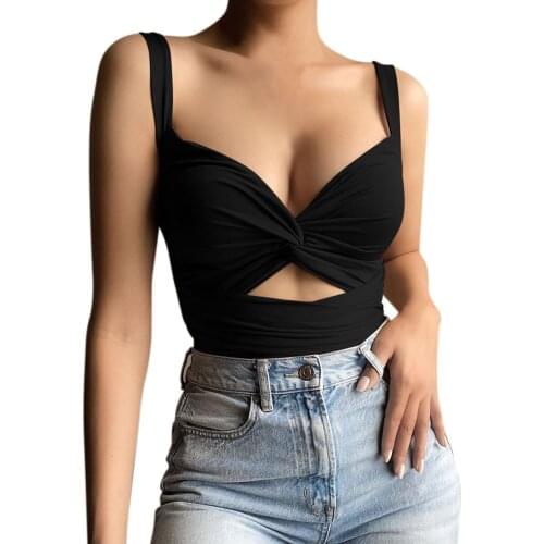 Womens Sexy Tank Tops 2021 Summer Deep V Neck Vest Kink Elastic Lace Up Sleeveless Halter Top Fashion Ladies корсет на рубашку