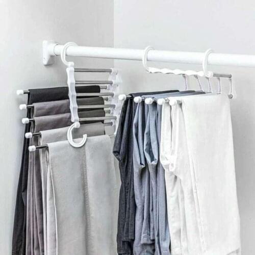Multifunction Clothes Hangers Wardrobe Finishing Racks Stainless Steel Magic Hanger Pants Shelf Storage Organizer Space Saveing