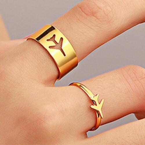 Trendy Gold Moon/heart/Aircraft Rings For Women Men Lover Couple Rings Set Friendship Engagement Wedding Open Rings 2021 Jewelry