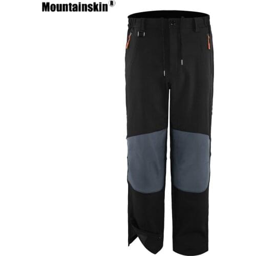 Mountainskin New Winter Men Fleece Hiking Foot Zipper Pants Outdoor Sports Skiing Trekking Camping Fishing Warm Trousers VA846