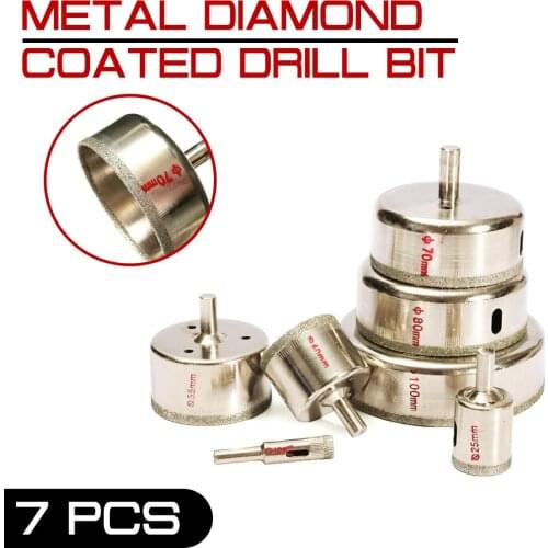 7Pcs Metal Diamond Coated Drill Bit Set 10-100mm Core Hole Tile Marble Glass Saw Tilling