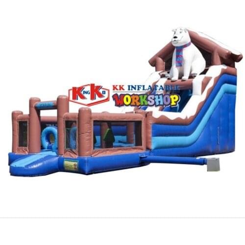 Inflatable bouncer castle with slide 0.55mm PVC Giant inflatable slide for sale