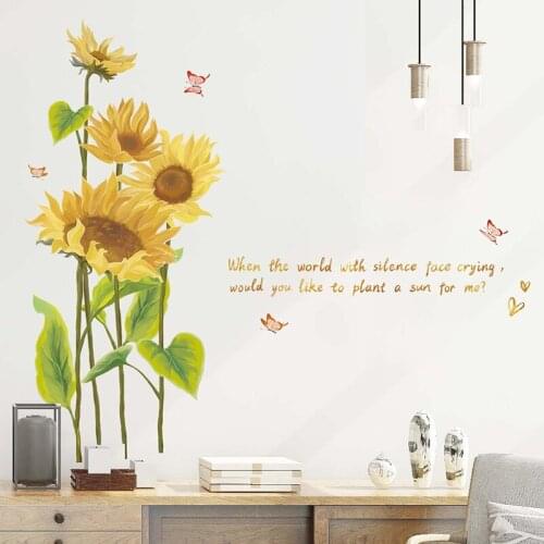 Sunflower Wall Stickers Flower Fridge Sticker VSCO Girl Room Decor Aesthetic Decals Bedroom Living Room Decoration Wallstickers