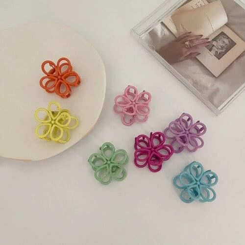 2021 New Metal Flower Shape Headwear Fashion Hair Accessories Headdress Barrette Mini Hair Claw Candy Color Hair Clip Hairpin
