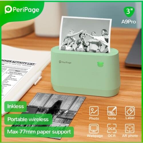 Original PeriPage A9 Pro BT Portable Thermal Pocket Printer 304dpi Grayscale Mode Mini Photo Printer Receipt Label Maker Sticker
