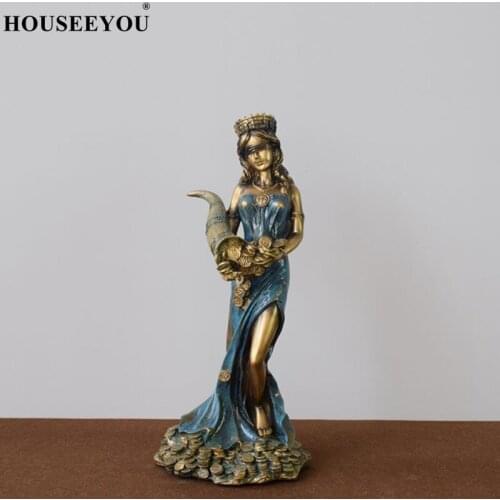 Blindfolded Fortuna Statue Ancient Greek Roman Goddess of Fortune and Luck Sculpture In Premium Cold Cast Bronze Ornaments