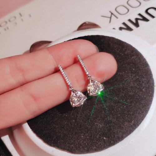 Sterling S925 Silver Diamond Earrings for Women Romantic Luxury Wedding Earrings Fashion Sexy Diamond Brincos Fine Jewelry Gift